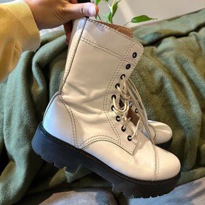 Alexa Chung white combat boots